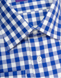 Patrick Hellmann Collection White Blue Shirt With Checks Gingham Pattern thumbnail 1